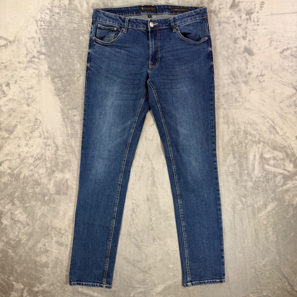 American Tall Carman Tapered Fit Jeans Men's 34x36 Blue‎ Med Wash Stretch Denim